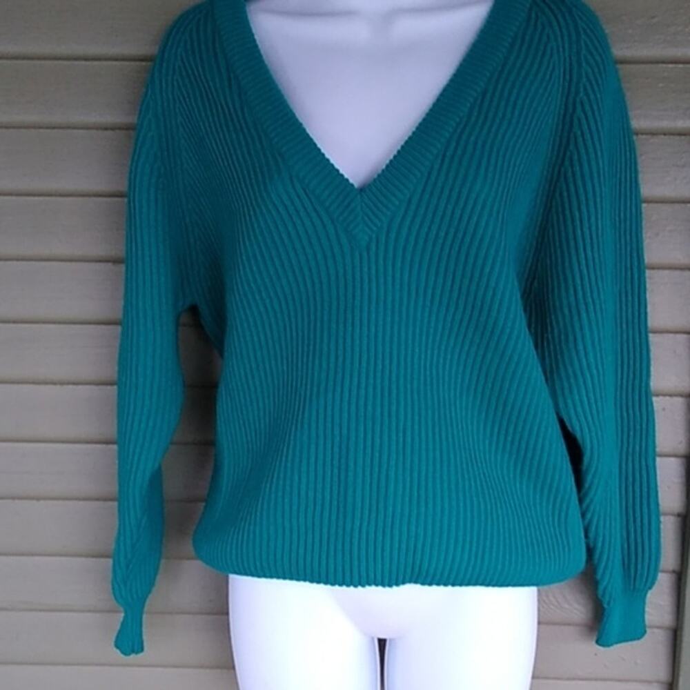 A'Milano S Teal Green Vintage 1980's 100% Acrylic Sweater